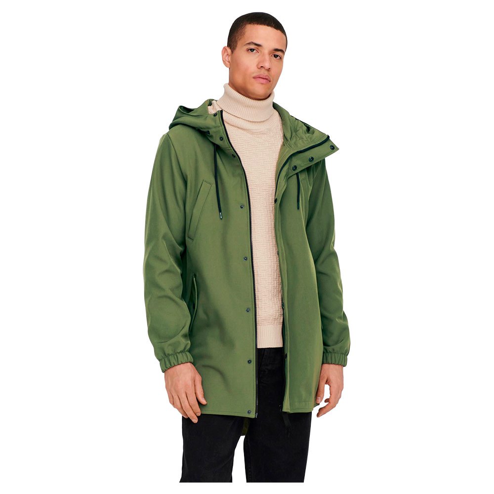 only & sons hall hood softshell parka vert s homme