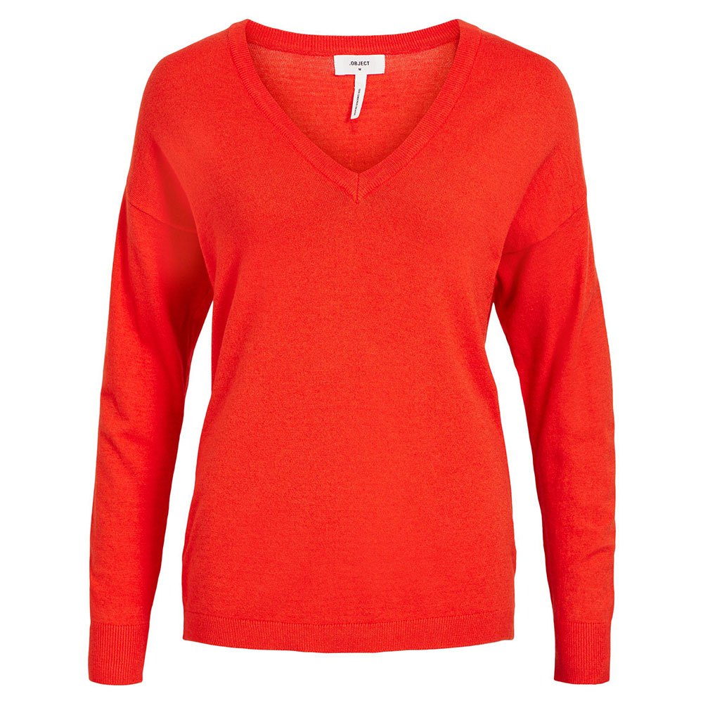 object thess long sleeve v neck sweater rouge m femme