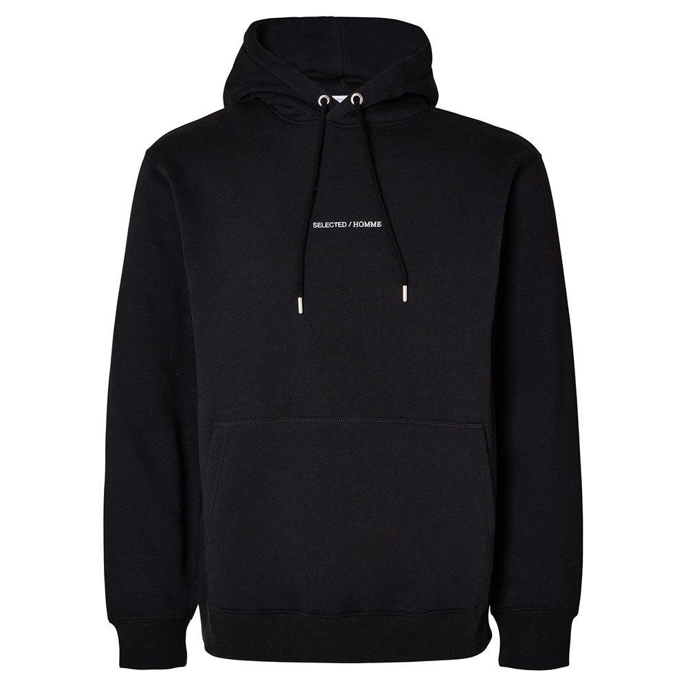 selected hankie logo hoodie noir s homme