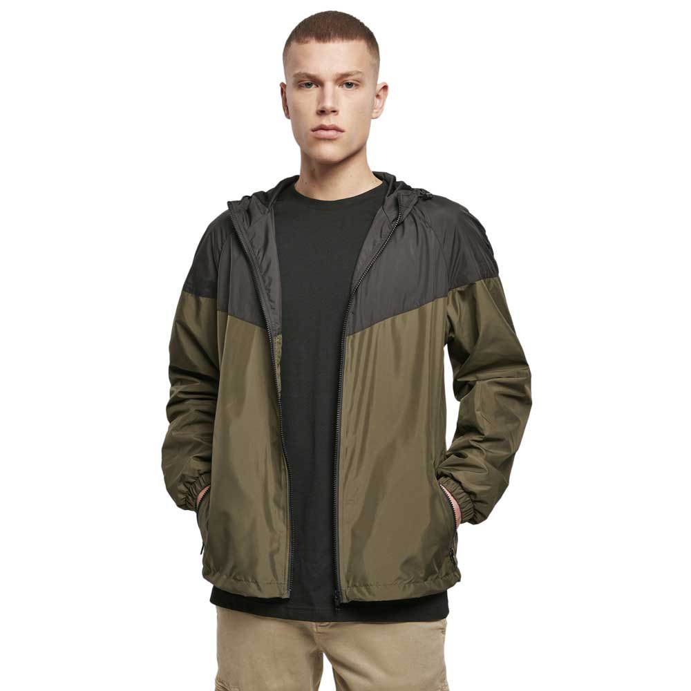 build your brand 2-tone tech windrunner jacket vert xs homme
