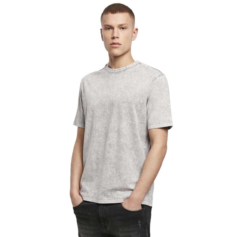 build your brand acid washed short sleeve crew neck t-shirt gris m homme