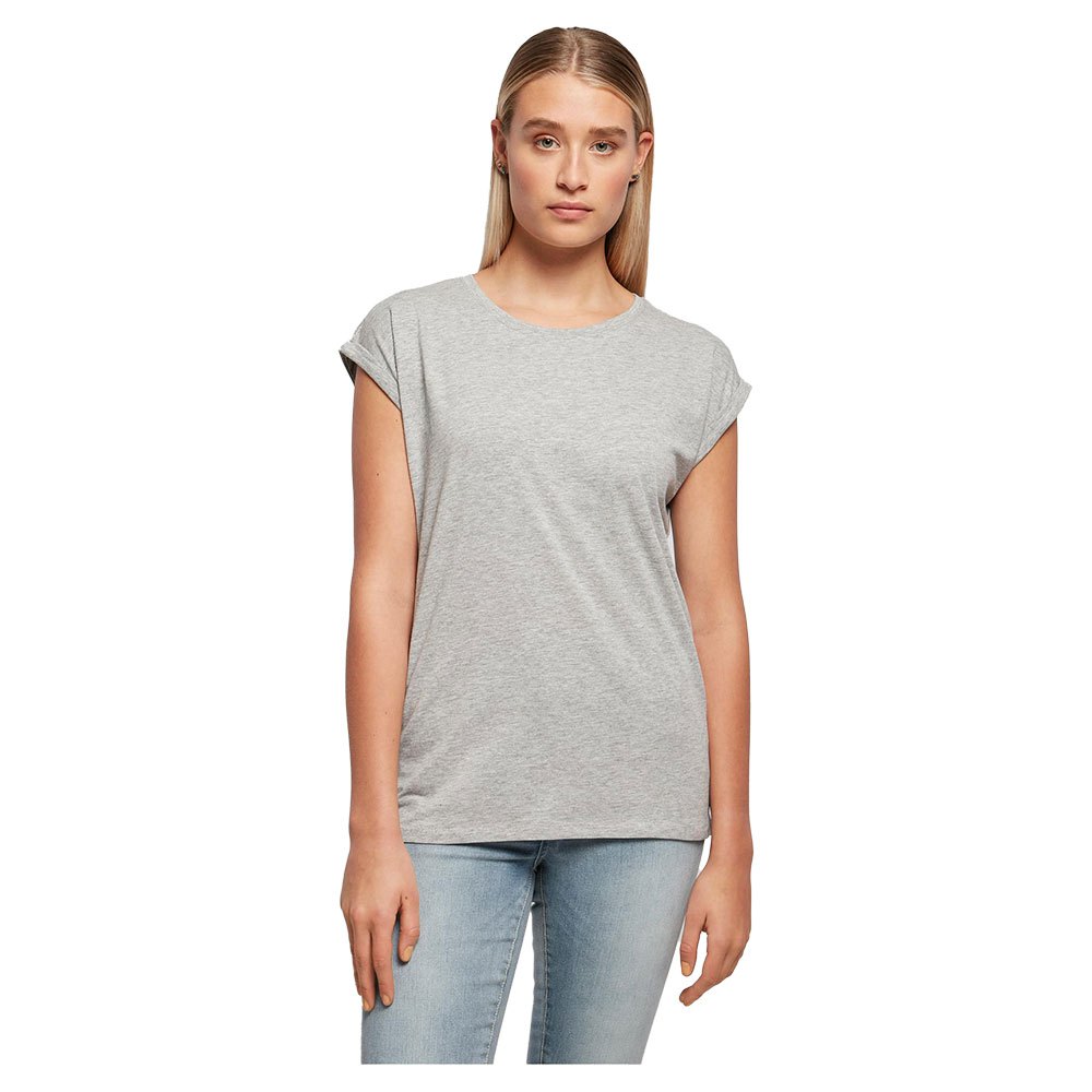 build your brand extended shoulder short sleeve crew neck t-shirt gris 2xl femme