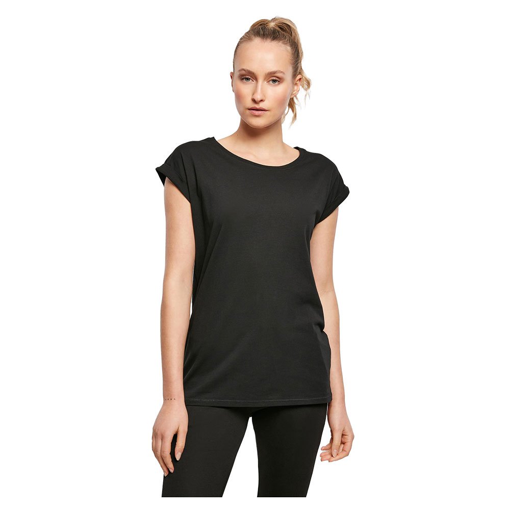 build your brand organic extended shoulder short sleeve crew neck t-shirt noir 2xl femme