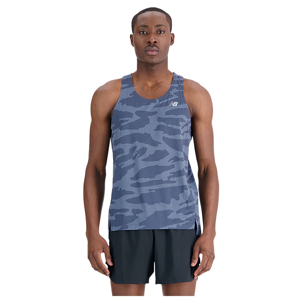 new balance printed accelerate sleeveless t-shirt bleu s homme