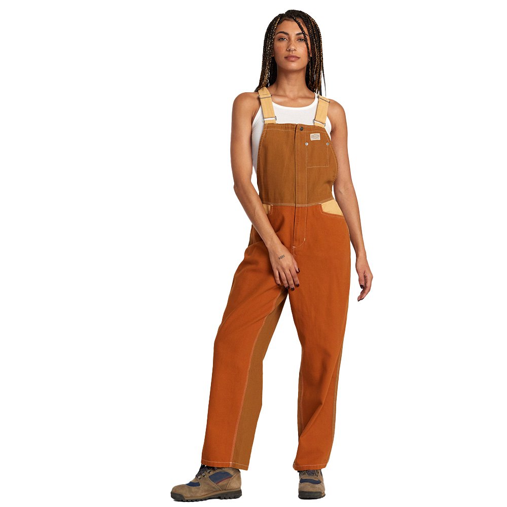 rvca trader overall jumpsuit marron 26 femme