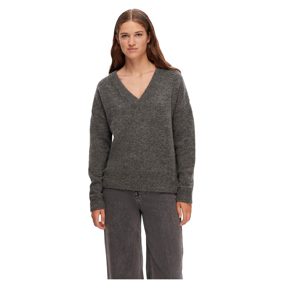 selected maline v neck sweater gris s femme