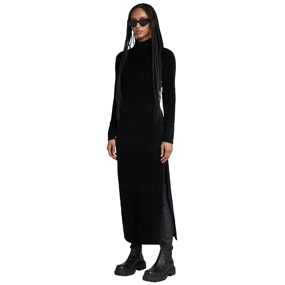 g-star velvet slit long sleeve short dress noir 2xl femme