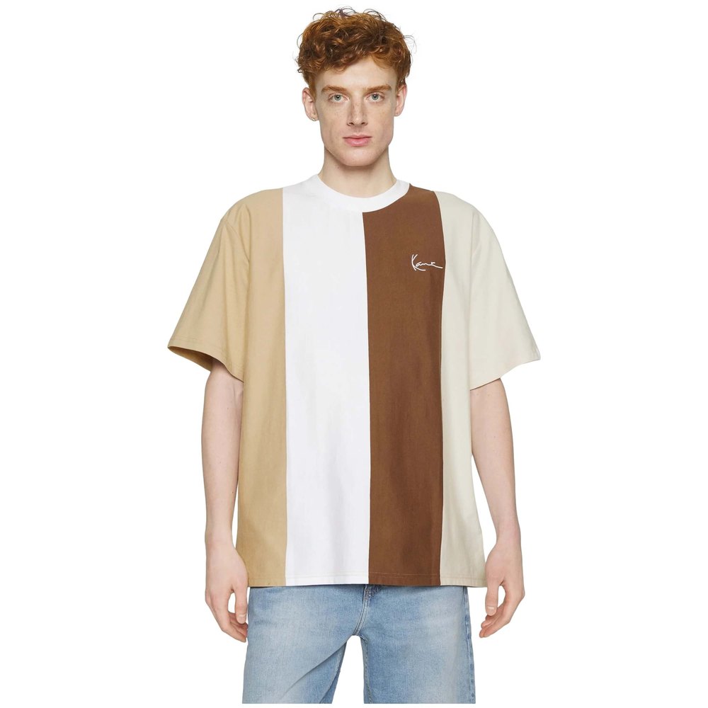 karl kani 6037586 chest signature os striped short sleeve t-shirt beige l homme