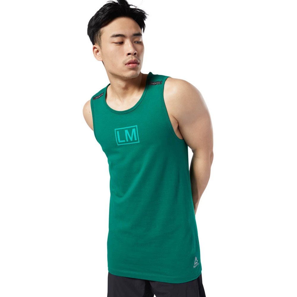 reebok les mills® performance sleeveless t-shirt vert xs homme