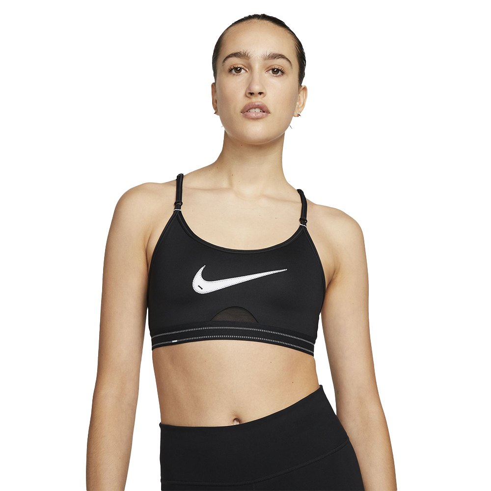 nike dri fit indy light support padded graphic sports bra noir m femme