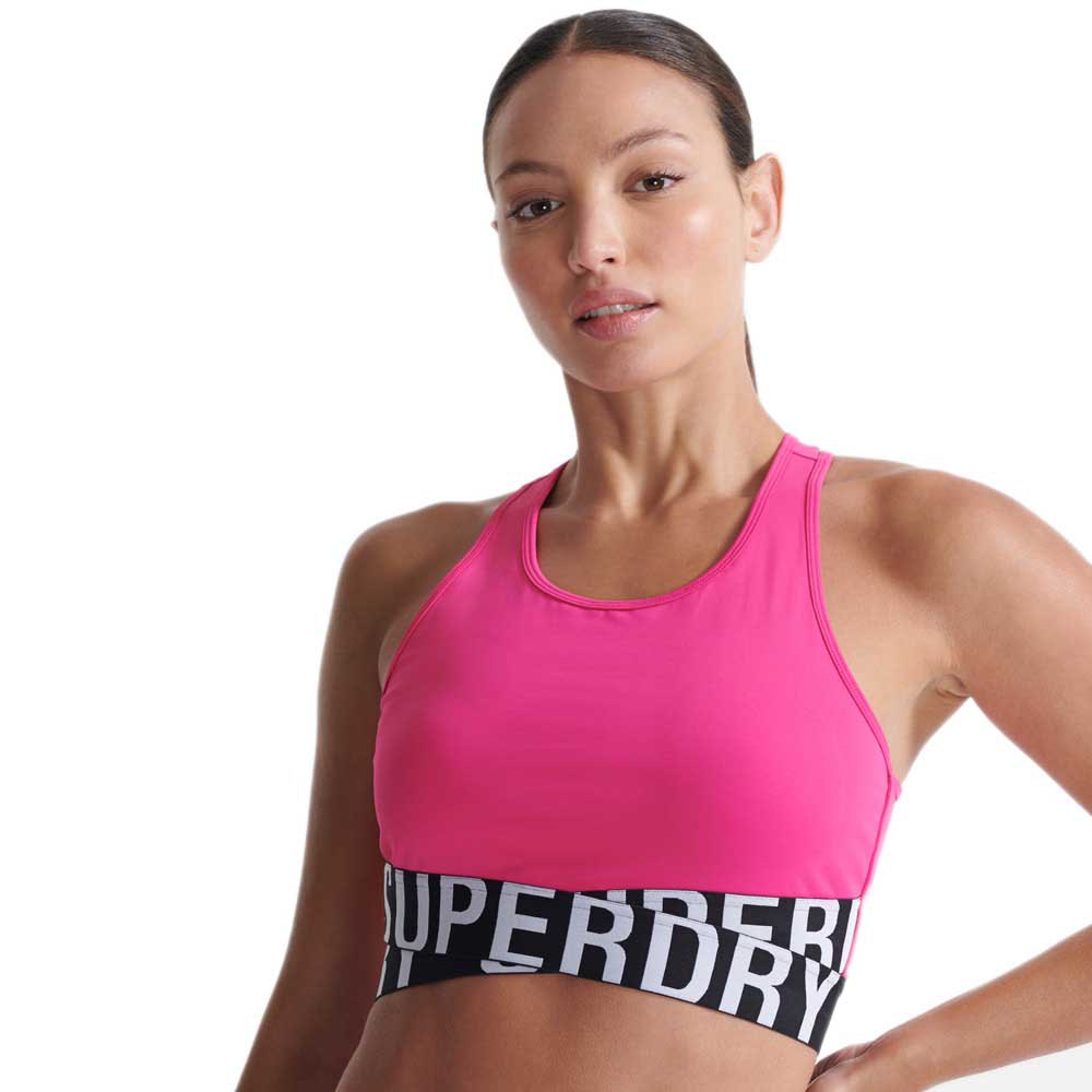 superdry training core cross sports bra rose s femme