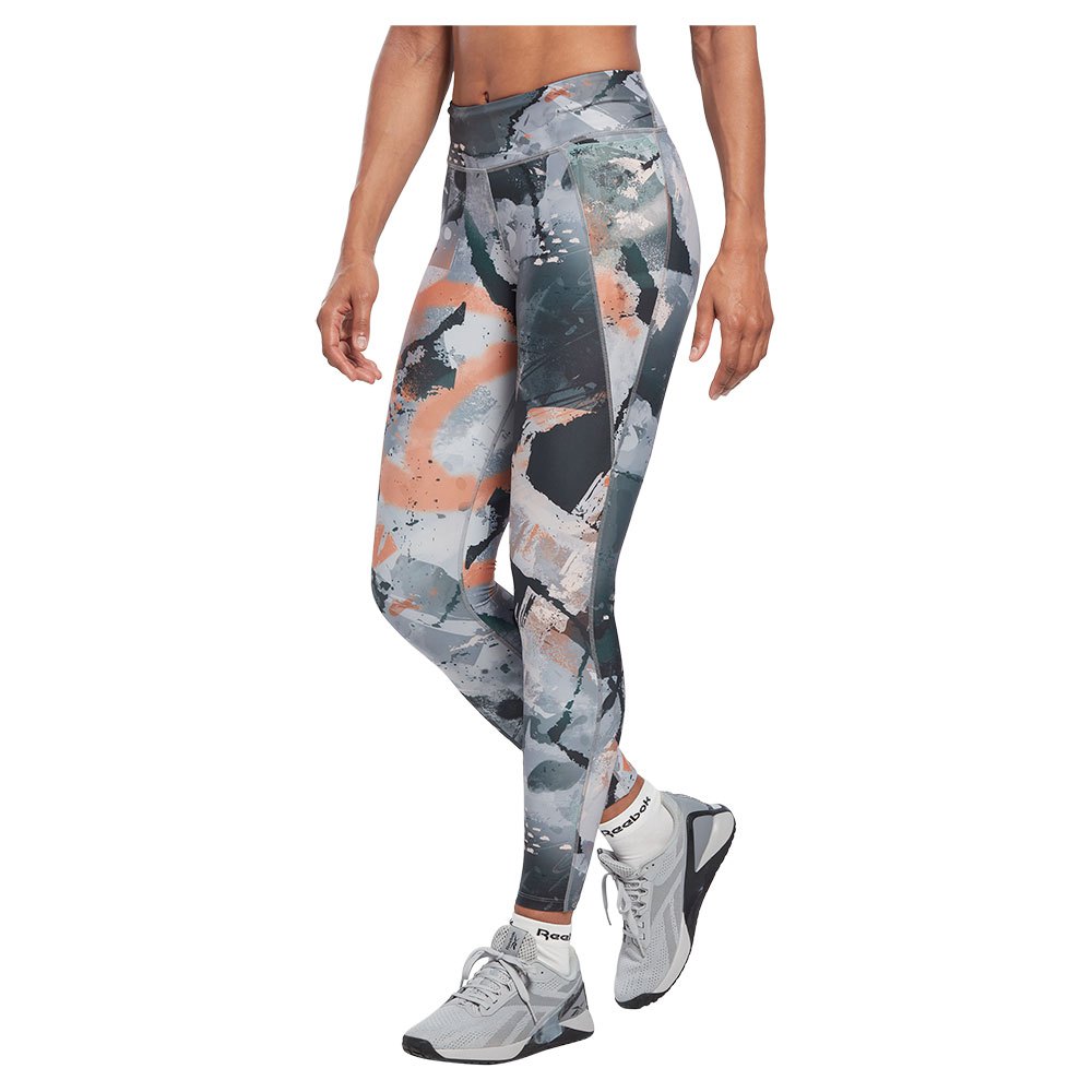 reebok lux allover print bold leggings gris m / regular femme