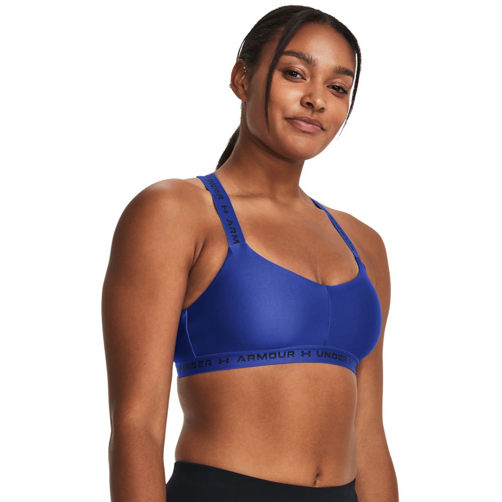 under armour crossback sports top low support bleu s femme
