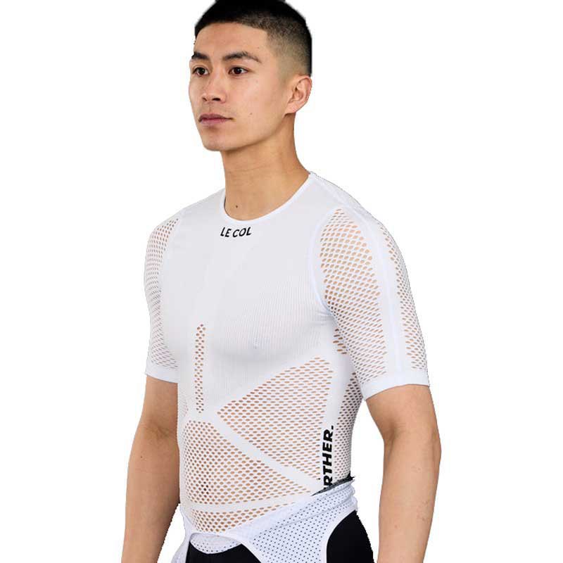 le col pro mesh short sleeve base layer blanc l / xl homme