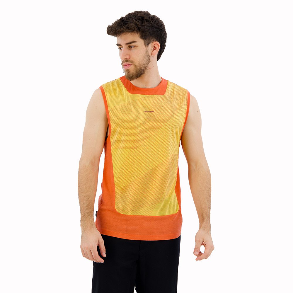 icebreaker zoneknit™ geodetic sleeveless t-shirt orange l homme