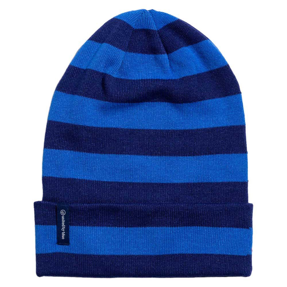 united by blue recycled 90s stripe beanie bleu  homme