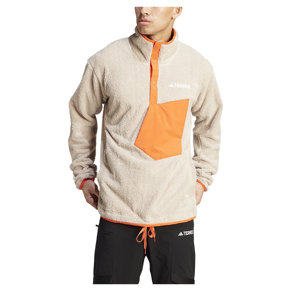 adidas organiser xploric high-pile-fleece pullover full zip fleece beige xl homme