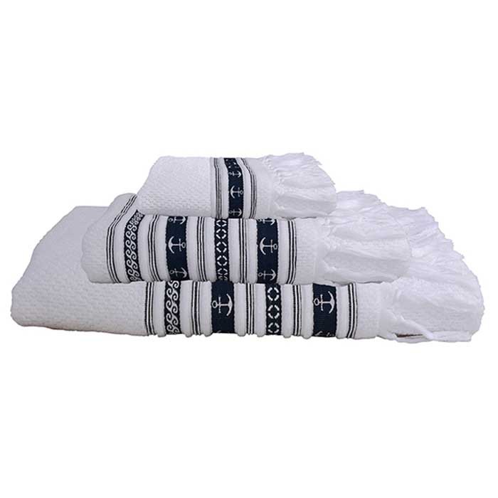 marine business santorini anchors towels set blanc