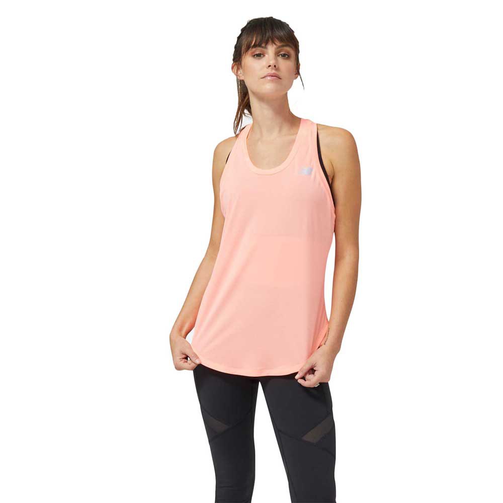 new balance accelerate sleeveless t-shirt orange m femme