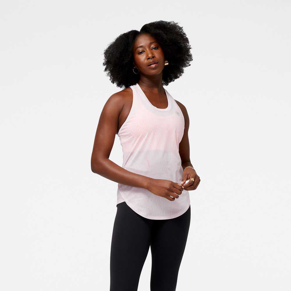 new balance printed accelerate sleeveless t-shirt rose s femme