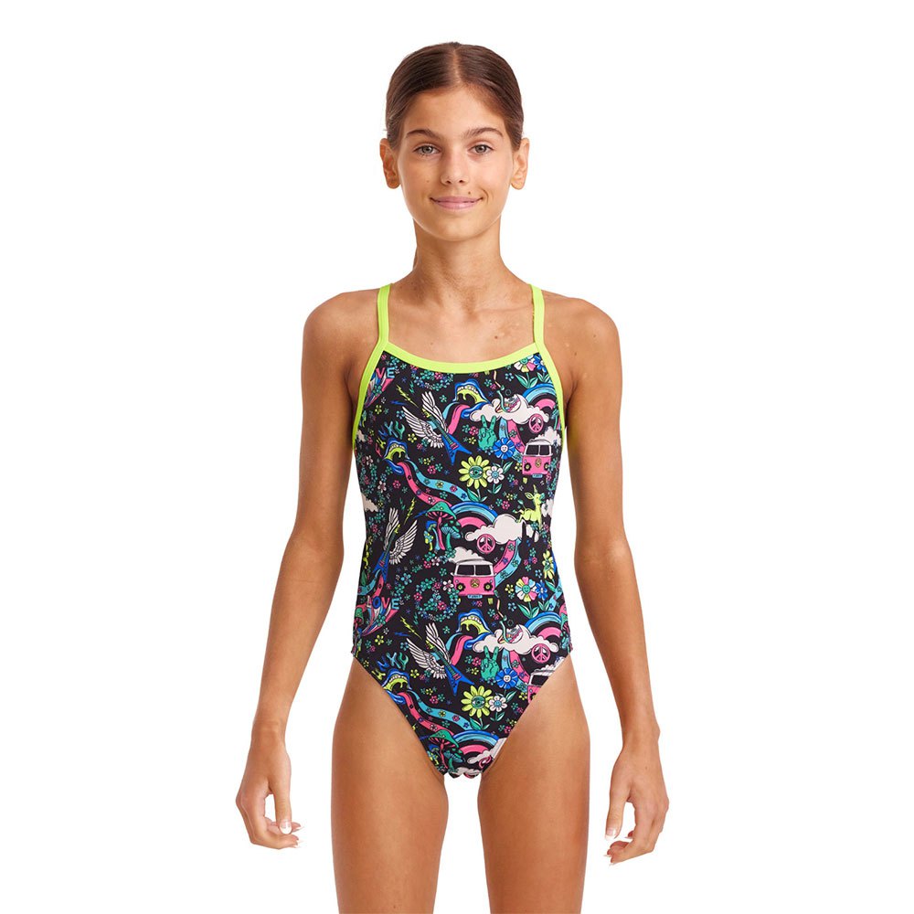 funkita single strap hippy dippy swimsuit multicolore 8 years fille