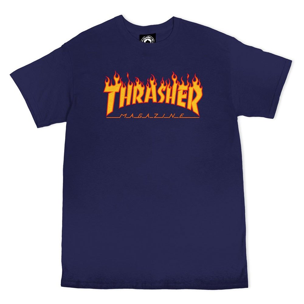 thrasher flame short sleeve t-shirt orange xl homme