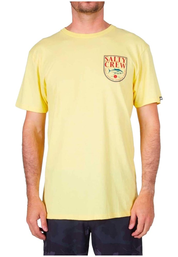 salty crew current standard short sleeve t-shirt jaune l homme