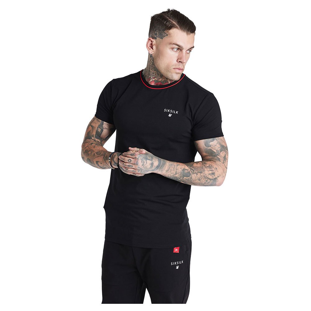 Siksilk Embroidery Gym Short Sleeve Crew Neck T-shirt Noir S Homme