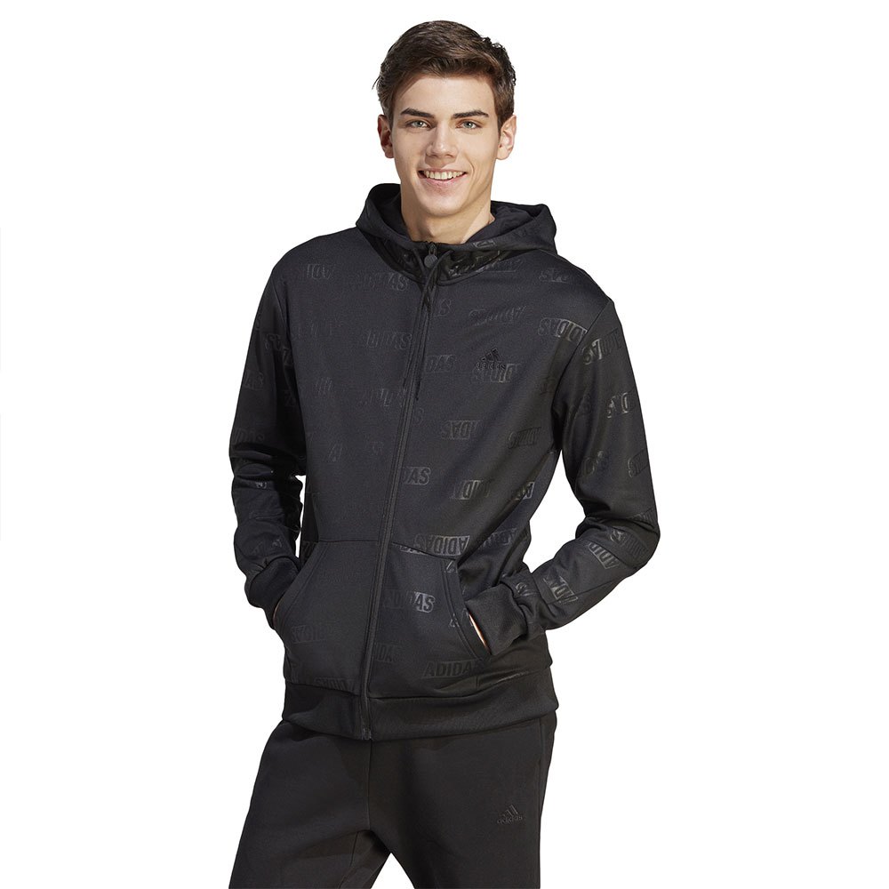 Adidas Sportswear Brand Love Q4 Full Zip Sweatshirt Preto L / Regular Homem