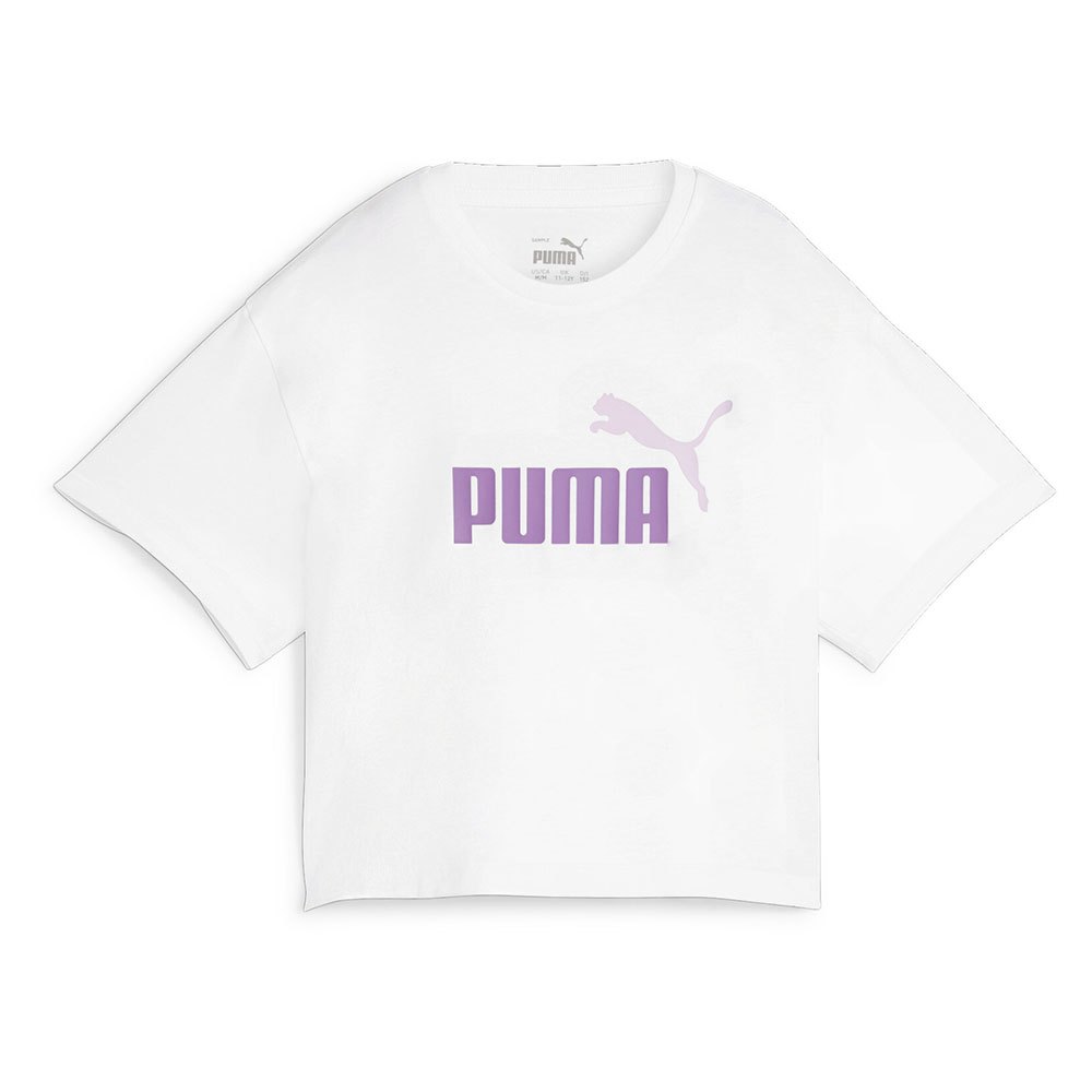 Puma Logo Cropped Short Sleeve T-shirt Branco 11-12 Years Menina