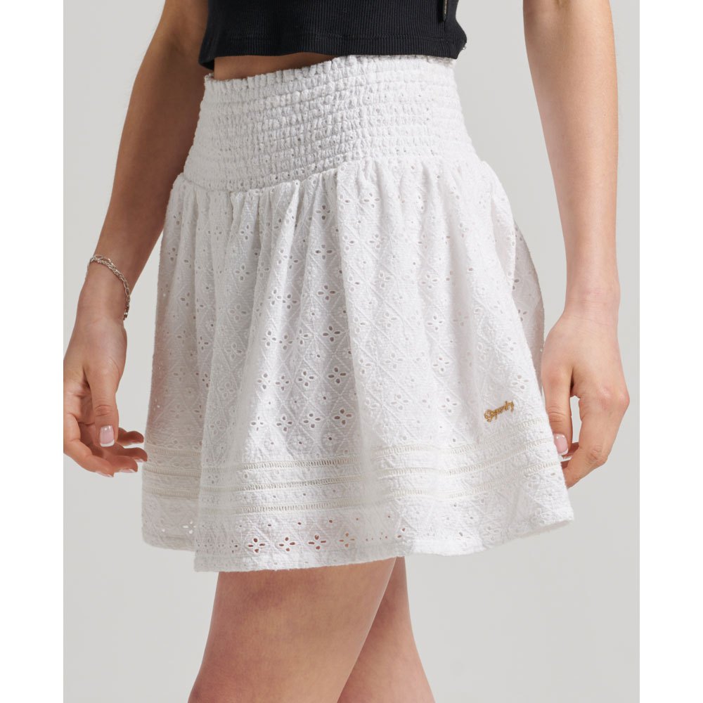 Superdry Vintage Lace Mini Skirt Branco 2XS Mulher