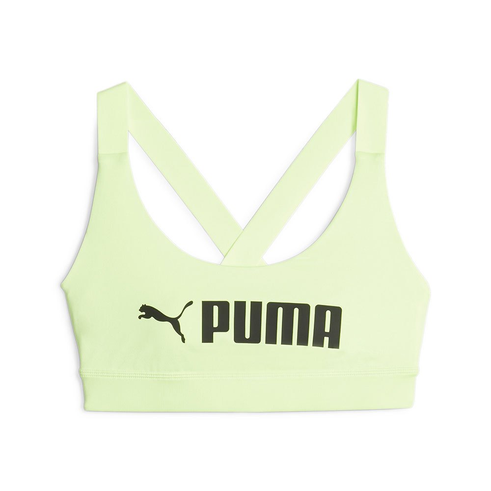 Puma Mid Impact Fit Sports Bra Verde L Mulher