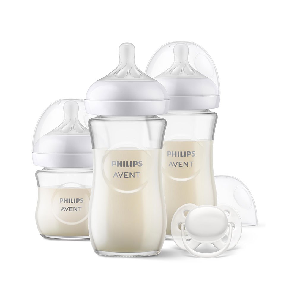 Philips Avent Natural Response Cristal Pack: 1 Cristal Baby Bottle 120ml + 2 Cristal Baby Bottles 240ml + 1 Ultra Soft Pacifier  0-6 Months
