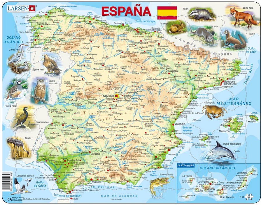 puzzle cadre - carte de l'espagne (en espagnol)