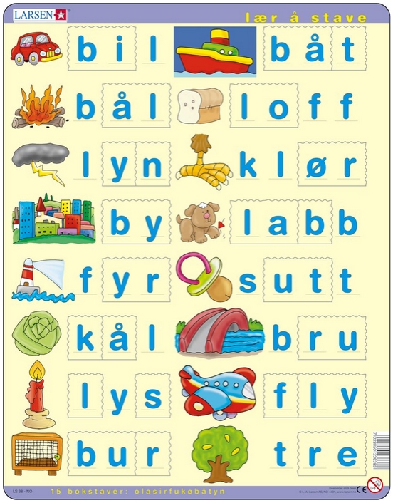 puzzle cadre - l�r � lese (sm� bokstaver) (en norv�gien)