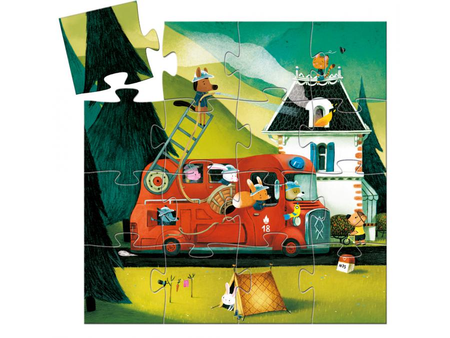 puzzle silhouette - camion de pompier