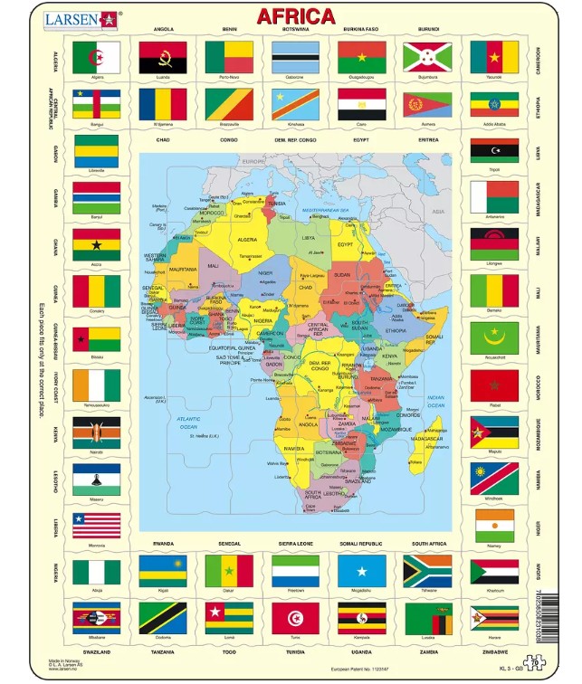 puzzle cadre - carte de l'afrique (en anglais)