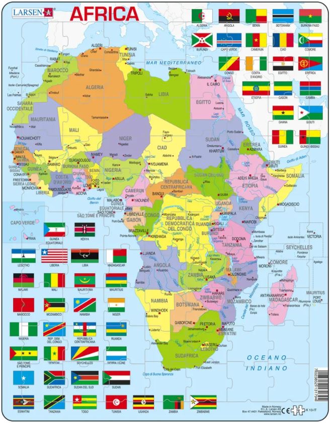puzzle cadre - carte politique de l'afrique (italien)